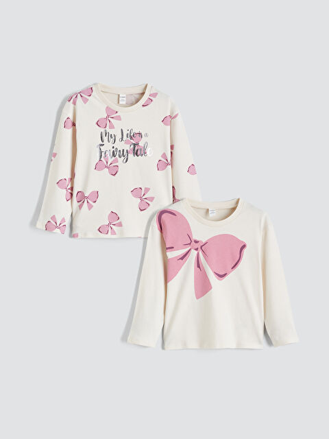 LCW Kids Kız Çocuk Baskılı Tişört 2'li - S69046Z1-FF7