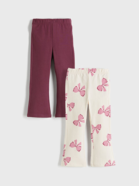 LCW Kids İspanyol Paça Kız Çocuk Tayt Pantolon 2'li - S69053Z1-LRB