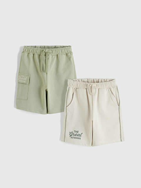 LCW Kids Baskılı Erkek Çocuk Kargo Şort 2'li