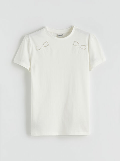 LCW Kids Fiyonk Nakışlı Kız Çocuk Tişört - S69095Z4-FDU