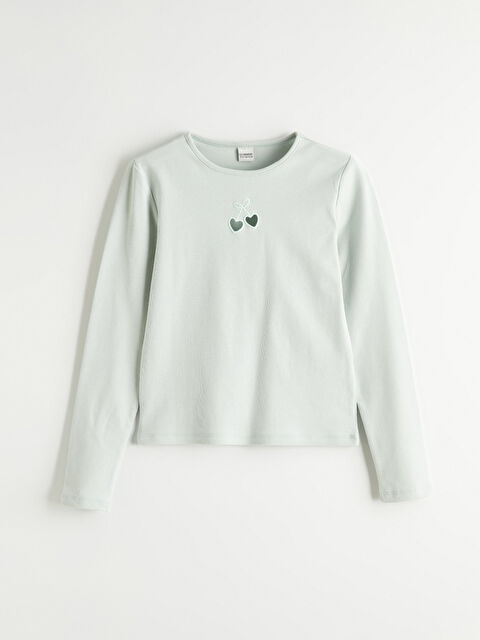 LCW Kids Kız Çocuk Nakışlı Bisiklet Yaka Tişört - S69118Z4-YWC