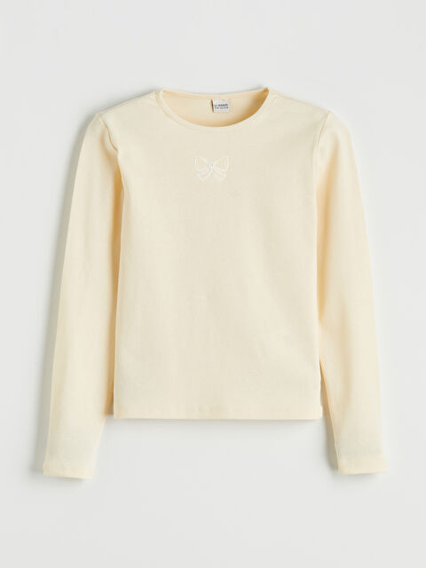 LCW Kids Bisiklet Yaka Kız Çocuk Nakışlı Tişört - S69118Z4-ZS3