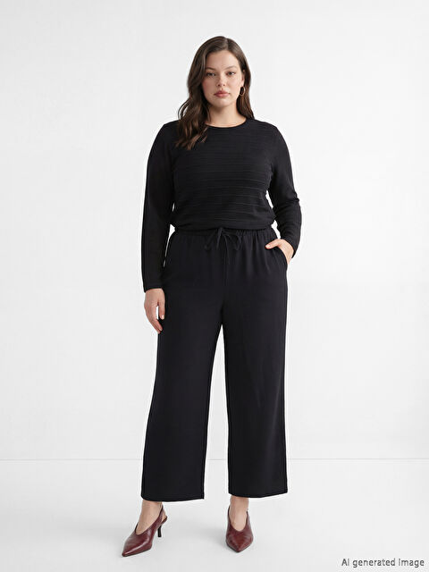 LCW Grace Beli Lastikli Geniş Paça Kadın Pantolon - S69138Z8-CVL