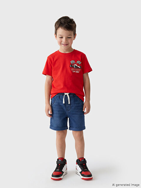 LCW Kids Bisiklet Yaka Baskılı Erkek Çocuk Tişört