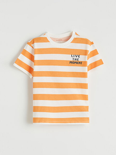 LCW Kids Bisiklet Yaka Çizgili Baskılı Erkek Çocuk Tişört - S69163Z1-LGU