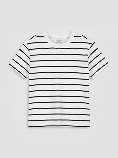 LCW Kids Bisiklet Yaka Çizgili Erkek Çocuk Tişört - S69169Z1-LU7