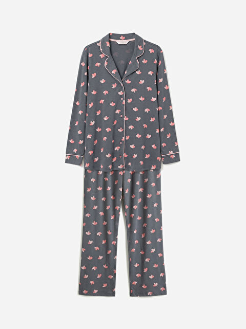 LCW DREAM Gömlek Yaka Kalp Baskılı Kadın Pijama Takım - S69190Z8-LRW