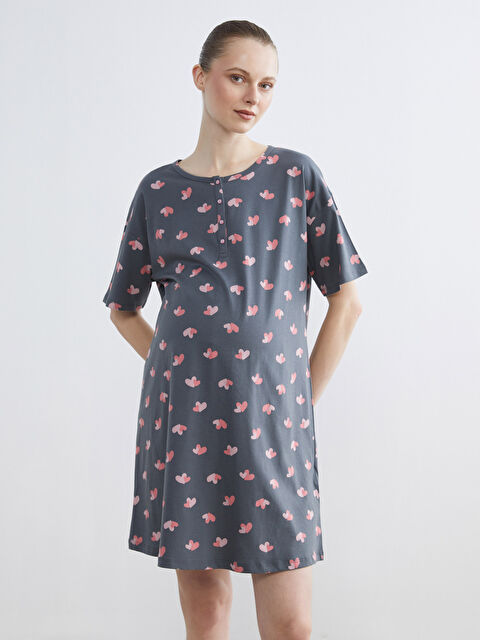 LCW DREAM Bisiklet Yaka Kalp Desenli Kadın Gecelik - S69193Z8-LRW