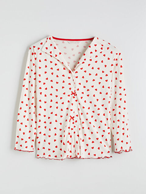 LCW DREAM Gömlek Yaka Kalp Baskılı Hamile Pijama Üstü - S69197Z8-LRA
