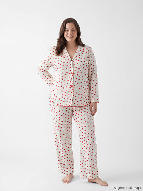 LCW DREAM Gömlek Yaka Baskılı Hamile Pijama Takımı - S69198Z8-LRA