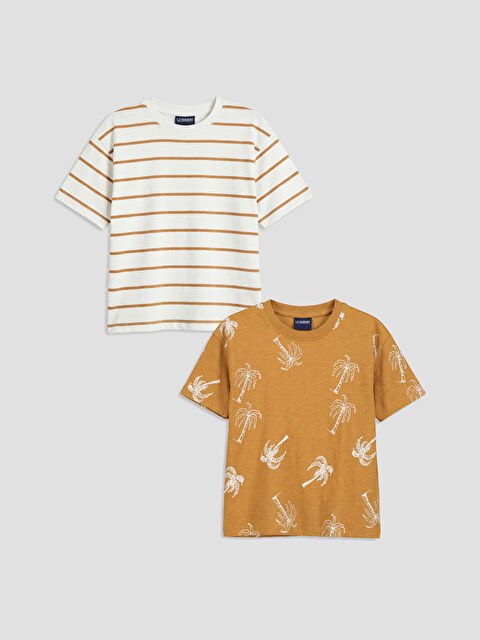 LCW Kids Bisiklet Yaka Baskılı Erkek Çocuk Tişört 2'li - S69221Z1-LQX