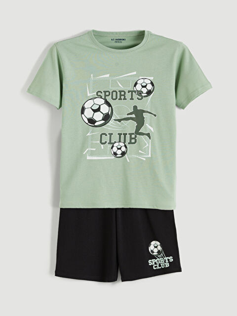 LCW Kids Boy GREEN Shortie Pyjama Set - S69266Z4-FKS