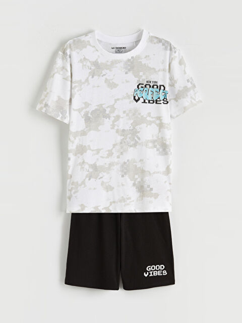 LCW Kids New York Baskılı Erkek Çocuk Şortlu Pijama Takımı - S69270Z4-LU7