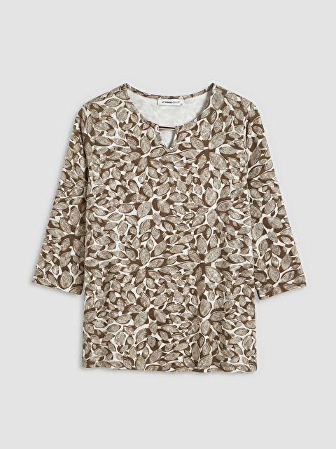 LCW Grace Bisiklet Yaka Desenli Bluz - S69286Z8-LQB