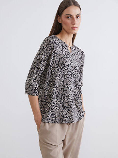LCW Grace Bisiklet Yaka Desenli Bluz - S69286Z8-LQJ