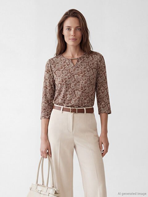 LCW Grace Bisiklet Yaka Desenli Bluz - S69286Z8-LQY