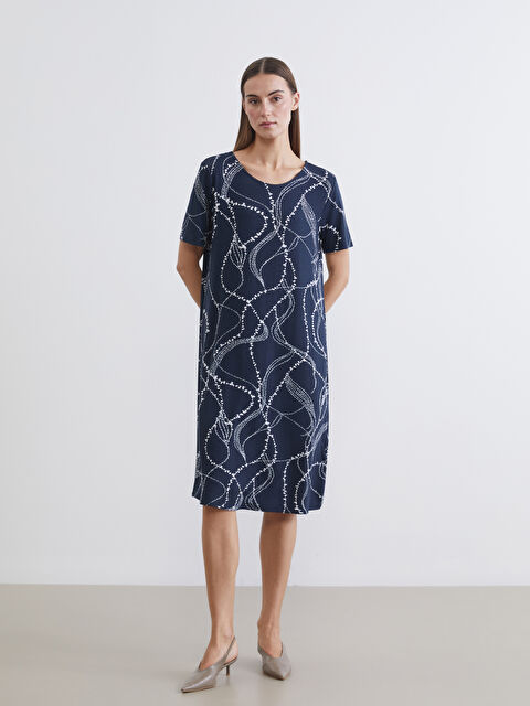 LCW Grace Bisiklet Yaka Desenli Elbise - S69309Z8-LSJ