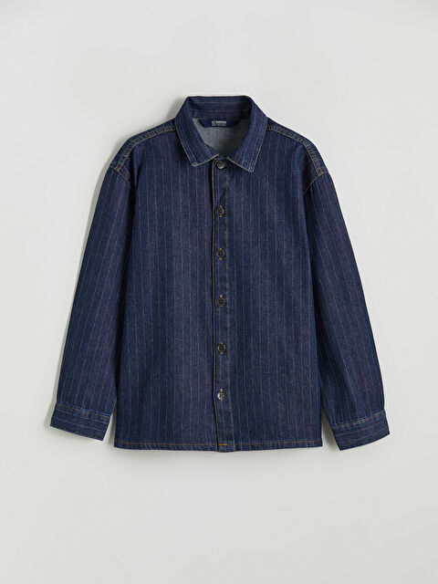 LCW Kids Çizgili Erkek Çocuk Jean Gömlek - S69416Z4-341