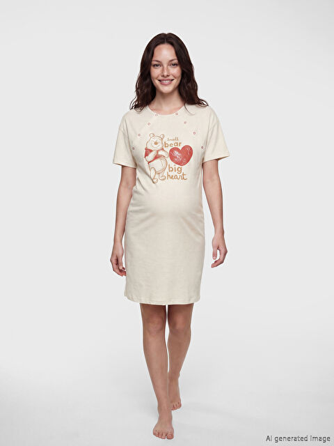 LCW DREAM Winnie the Pooh Baskılı Hamile Gecelik