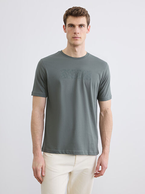 LCWAIKIKI Classic Bisiklet Yaka Baskılı Penye Erkek Tişört - S69424Z8-SQS