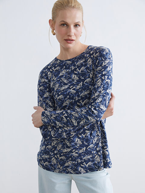 LCW Grace Bisiklet Yaka Desenli Bluz - S69429Z8-LSH