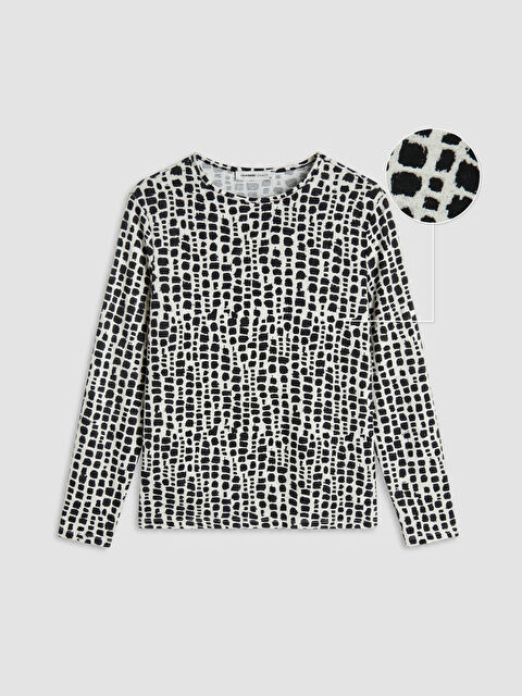 LCW Grace Bisiklet Yaka Desenli Bluz