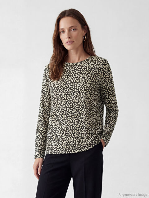LCW Grace Bisiklet Yaka Desenli Bluz - S69429Z8-LQA