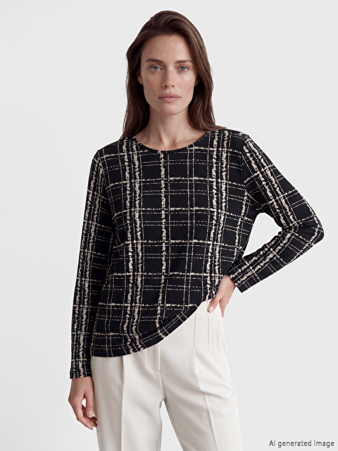 LCW Grace Bisiklet Yaka Desenli Bluz