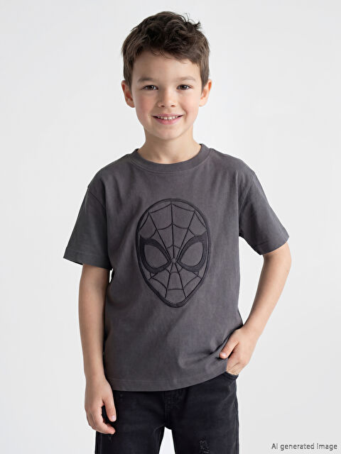 LCW Kids Spider-Man Nakışlı Erkek Çocuk Tişört