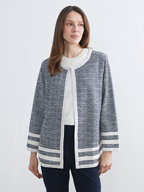 LCW Grace Bisiklet Yaka Desenli Kadın Hırka - S69517Z8-MLC