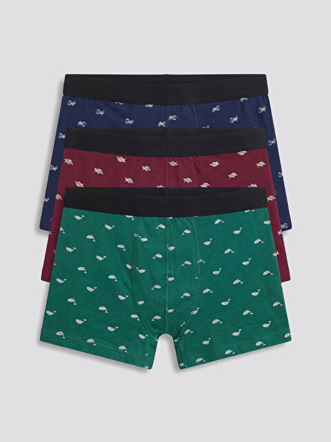 LC WAIKIKI سراويل بوكسر رجالية بقصة عادية من قطن مطاطي - عبوة من 3 قطع