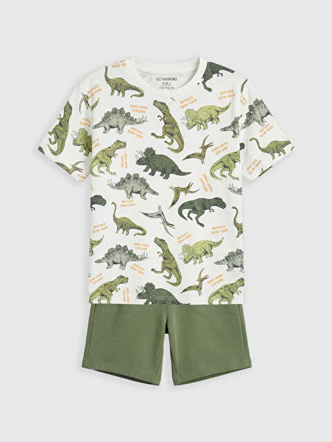 LCW Kids Dinozor Baskılı Erkek Çocuk Tişört ve Şort - S69622Z1-LRA