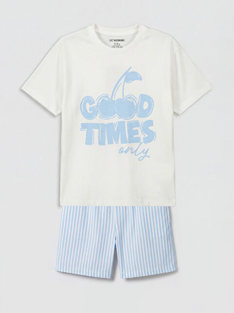 LCW Kids Baskılı Kız Çocuk Şortlu Pijama Takımı - S69654Z4-FDU