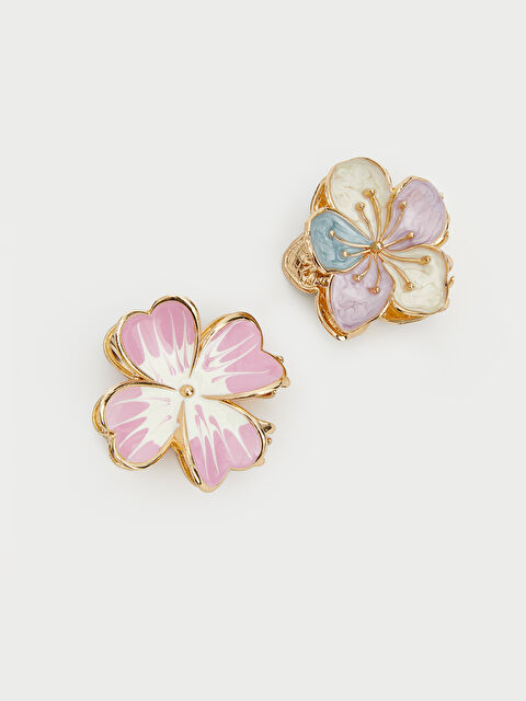 LCW ACCESSORIES Çiçek Figürlü Kadın Mandal Toka Seti 2'li - S69666Z8-M0T