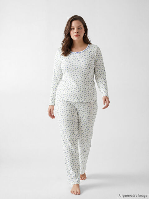 LCW DREAM U Yaka Çiçekli Kadın Pijama Takım