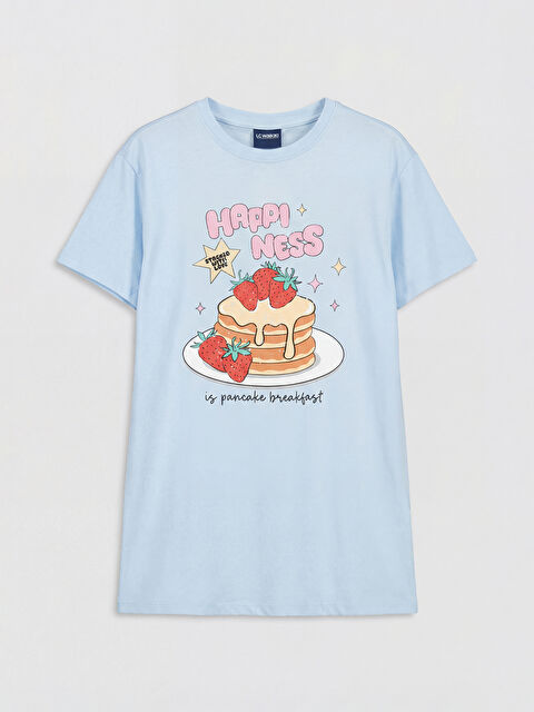 LCW Kids Bisiklet Yaka Baskılı Kız Çocuk Gecelik