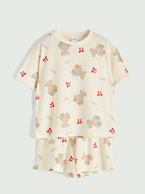 LCW Kids Baskılı Kız Çocuk Şortlu Pijama Takımı - S69692Z4-LT6