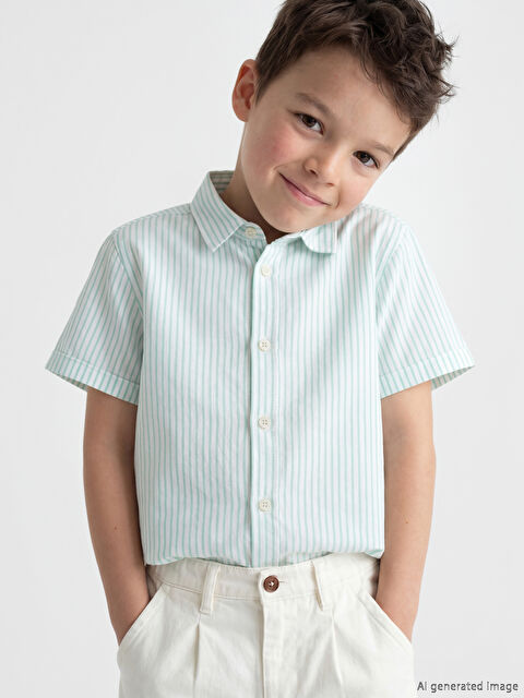LCW Kids Keten Karışımlı Erkek Çocuk Gömlek