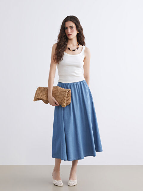 LCWAIKIKI Classic تنورة جينز أزرق امرأة - S69753Z8-563