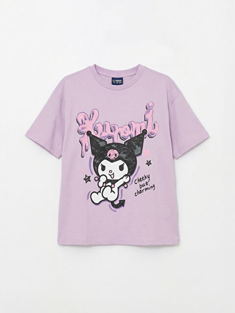 LCW Kids Kuromi Baskılı Bisiklet Yaka Kız Çocuk Tişört - S69782Z4-G3W