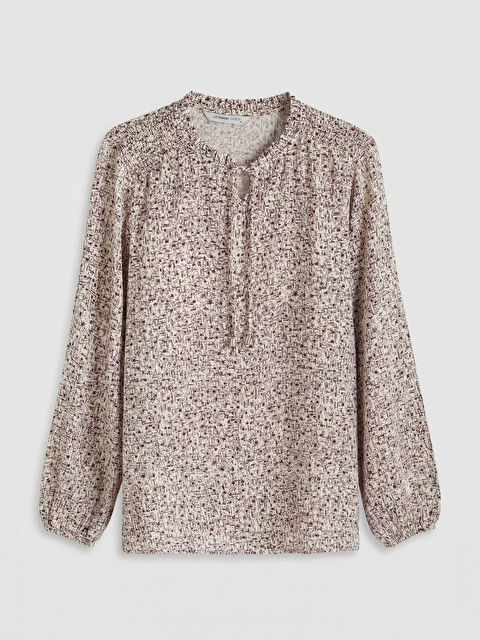 LCW Grace Bağlamalı Yaka Desenli Bluz