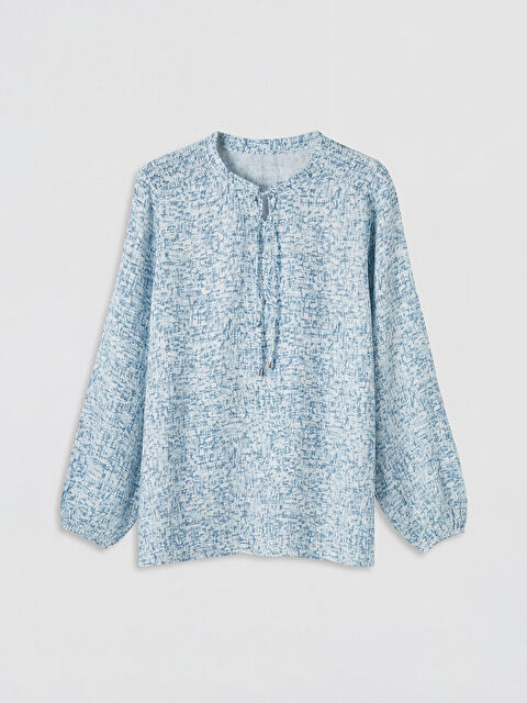 LCW Grace Bağlamalı Yaka Desenli Bluz