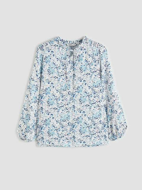 LCW Grace Bağlamalı Yaka Desenli Bluz - S69846Z8-SWC