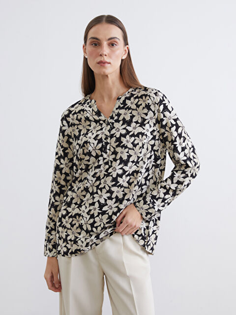 LCW Grace Kaçık Yaka Çiçekli Bluz - S69848Z8-LQJ