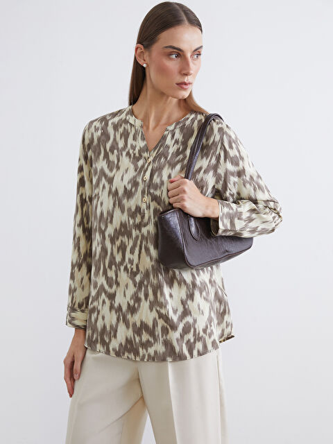 LCW Grace Ойық жағалы өрнекті блузка - S69848Z8-LQY