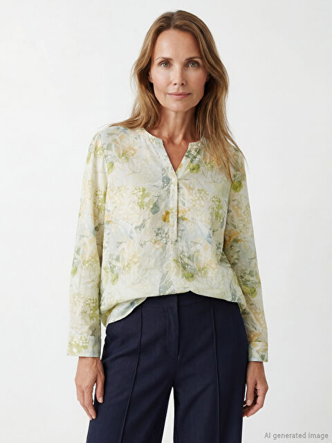 LCW Grace Kaçık Yaka Çiçekli Bluz - S69848Z8-LRR