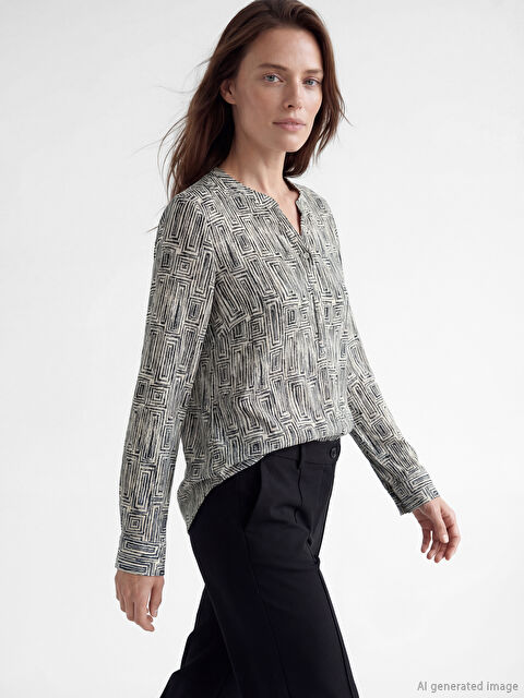 LCW Grace Kaçık Yaka Desenli Bluz - S69848Z8-LQA