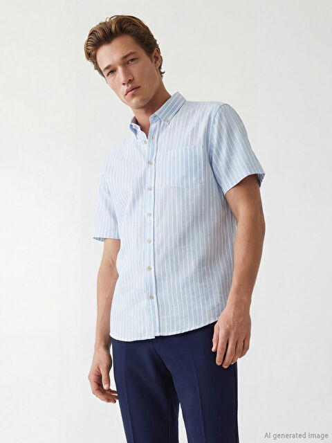 SOUTHBLUE Жолақты жейде ерлерге арналған стандартты пішімде. - S69858Z8-LEN