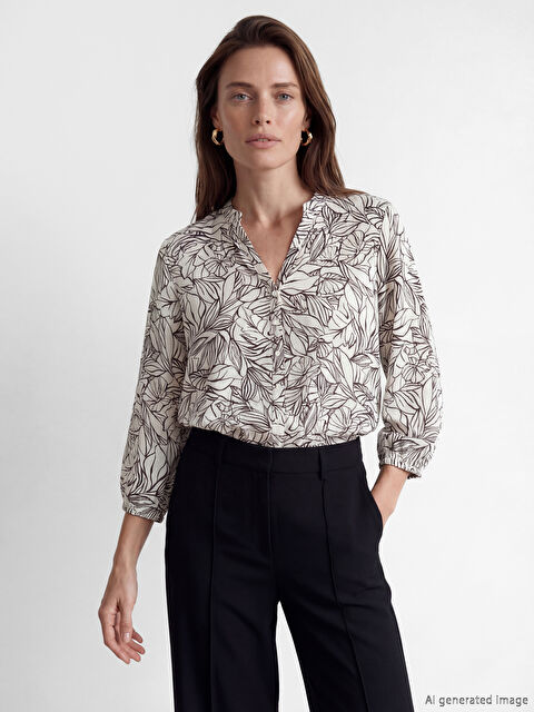 LCW Grace Bluza sa cvetnim dezenom i okovratnikom sa izrezom - S69899Z8-LQY