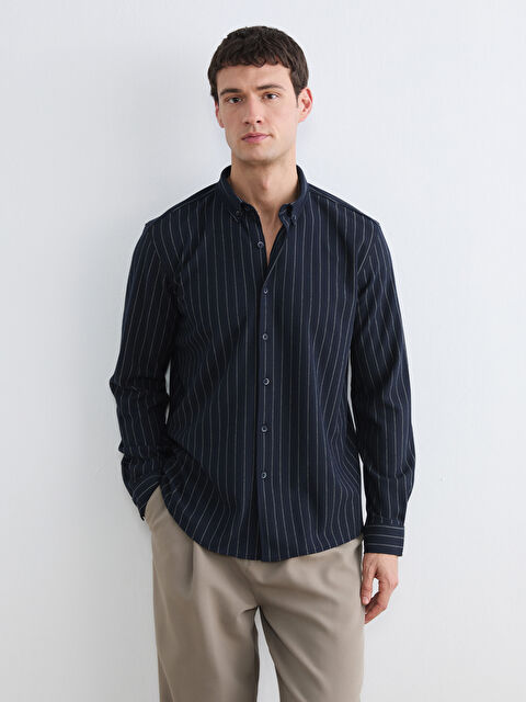 LCW Vision Slim Fit Çizgili Erkek Gömlek - S69910Z8-LGS